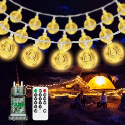 Imagen de Guirnalda Luces Exterior, 12M 60 Led Exterior Jardin, 8 Modos &amp; Temporización de Control Remoto Interior y Deco para Jardín, Patio, Fiesta,Terraza, Navidad