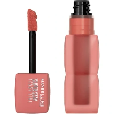 Imagen de Maybelline New York, Super Stay Teddy Tint, Textura Suave e Intensidad de Color Modulable, 4 Formas Aplique, Ligero en los Labios, Hasta 12h duración, No Transfiere, Tono: Skinny Dip 15