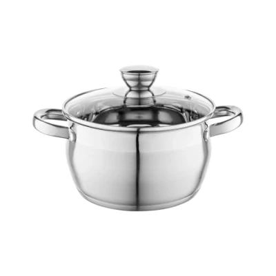 Imagen de FLORINA Cacerola de Acero Inoxidable (3,4 l) 20 cm I Ollas Cocina con Tapa Cristal OLIVER Apto para Lavavajillas Olla Pasta, Sopas Ideal Todo Tipo Cocinas, Incluyendo Inducción