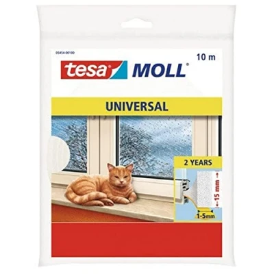 Imagen de tesamoll Perfil I STANDARD, Burlete Cortavientos, Cinta Autoadhesiva de Espuma adecuado para Aislar Ventanas y Puertas del Hogar, Blanco, 10 m x 15 mm 4