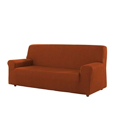 Imagen de Estoralis Berta Funda Sofá de Diseño Moderno Tejido Elastico Teja para 3 Plazas 170 a 220 cm. Protector Adaptable Todo Tipo sofás