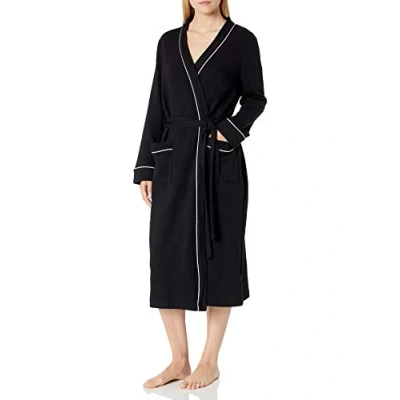 Imagen de Amazon Essentials Bata Larga Ligera con Diseño Gofrado (Disponible en Tallas Grandes) Mujer, Negro, XL Grande