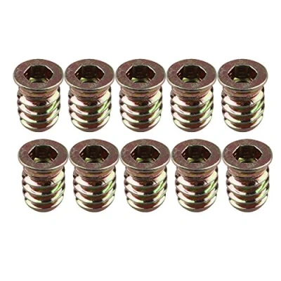 Imagen de HALJIA 10 pcs M6 x 15 MM Filetage Écrou Insert en bois Interface Vis à tête hexagonale Socket de fixation pour meubles Lit Armoire