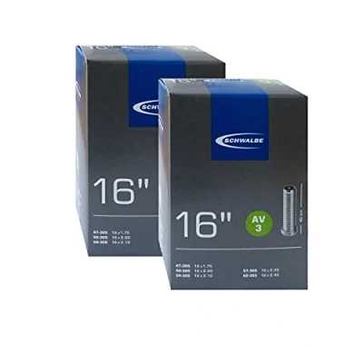 Imagen de Schwalbe AV3 Cámara de Aire, Unisex Adult, Negro, 16&#039;&#039;, pack 2