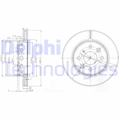 Imagen de DELPHI BG3074 Disco de freno 243 20 4 ventilado aceitado sin procesar cojinete rueda, anillo sensor ABS