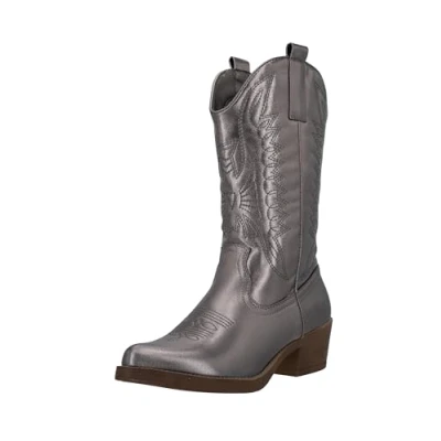 Imagen de Elara Botas de Vaquero Mujer Estilo Motero Chunkyrayan 301 A32P Gun PU 40