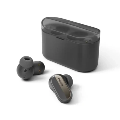 Imagen de PPhilips TAT6908BK Auriculares Inalámbricos Intrauditivos Bluetooth IPX4 Resistente A Salpicaduras 28 Horas de Reproducción con Estuche Carga 4 Almohadillas Micrófono USB C Negro