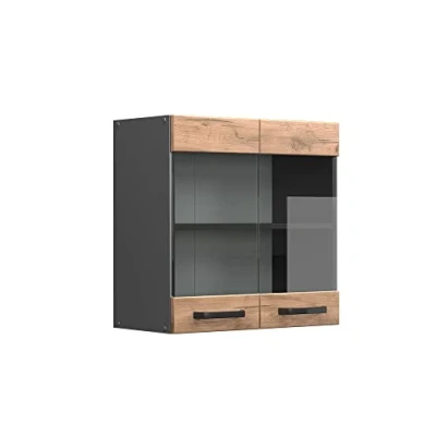 Imagen de Vicco Armario de Cocina con Vidrio R Line, Roble Dorado/Antracita, 60 cm