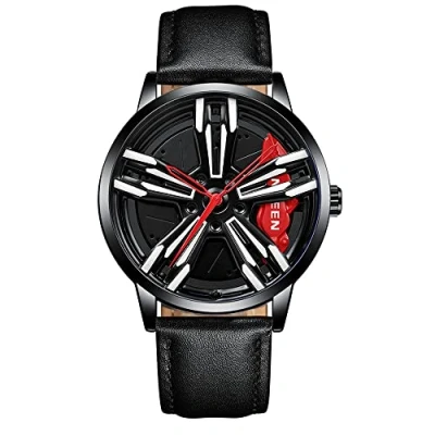 Imagen de MIDYUID Relojes para Hombre Rueda de Coche Llanta Hub Reloj Estereoscópica Hueca Moda Deporte Cuarzo Hombres Regalos Pulsera (Red 04)