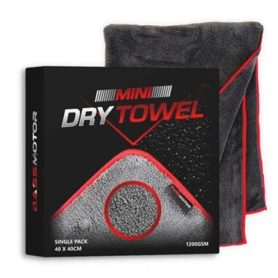 Imagen de BassMotor Toalla de Secado Premium para Coche y Moto, 1200 GSM, 40x40cm Limpieza Ultra Absorbente, Bayeta Microfibra sin Pelusas, Mini Dry Towel