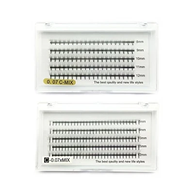Imagen de Extensiones de Pestañas 6D 8D volumen 2 bandejas 0.07mm curvatura en C 8 12mm Longitud mezcla falsas 3D rusas racimo (6D+8D)