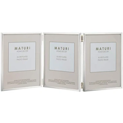 Imagen de Maturi Marco de fotos triple chapado en plata Retrato borde fino 13 x 18 cm