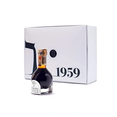 Imagen de La Secchia &quot;1959&quot;, Vinagre Balsámico Tradicional de Módena DOP, Envejecido 60 Años Botella 100 ml con Estuche, Dosificador Vidrio Soplado y Libro Recetas, Idea Regalo