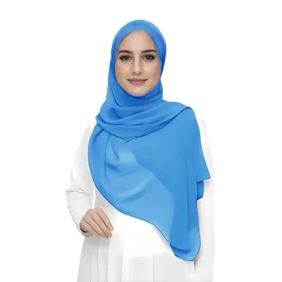 Imagen de Lina &amp; Lily Hijab para Mujer Musulmana, Tela Premium Chifón Ligero y Fluido (Azur)