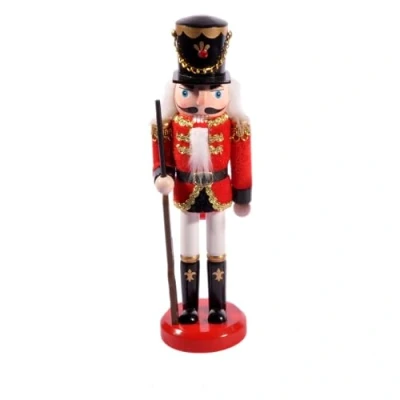 Imagen de Ciao Christmas Nutcracker Toy Soldier Halberdier (24cm) Wooden Decoration with Fabric, Red/Black, Wood, 24 cm