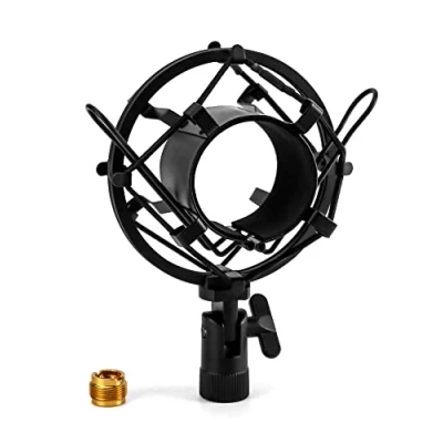 Imagen de QWORK® Araña Microfono Metal para Soporte Microfono, Condensador Antivibración Micrófono Diámetro 45 mm 50 (Negro)