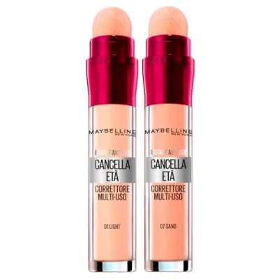 Imagen de Maybelline New York The Multipurpose Colour Corrector de Edad Líquido 01 Light con Aplicador Esponja + 07 Arena Contra las Ojeras Antiedad Instantáneo
