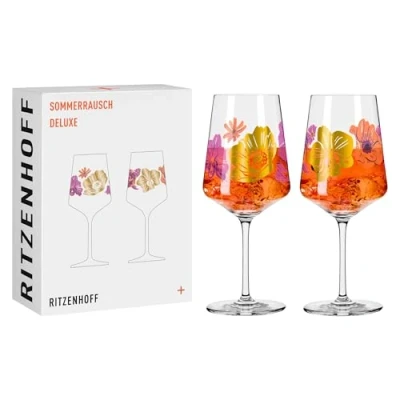 Imagen de RITZENHOFF 2841019 Sprizz Juego de vasos para aperitivos (2 unidades, 500 ml, serie Sommerrausch Deluxe con collage colorido), fabricado en Alemania