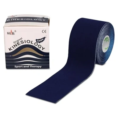 Imagen de Nasara cinta kinesiológica original para el deporte y la medicina, tamaño del rollo 5cm x 5m, azul oscuro