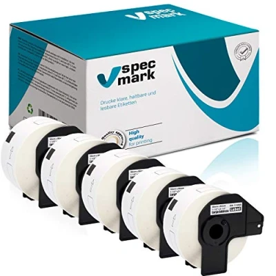 Imagen de specmark 5 rollos de etiquetas individuales compatibles con Brother DK 11208, 38 mm x 90 mm, 400 unidades para todas las impresoras QL: QL 570 700 800