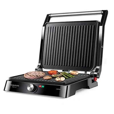 Imagen de Grill Taurus Etna Inox, 2200 W, y Plancha, Capa Antiadherente, Bandeja recoge grasas