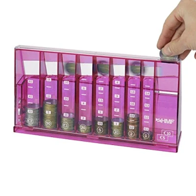 Imagen de HMF 4710 15 Clasificador de monedas, alcancía para colecta 24 x 5 12 cm, fucsia