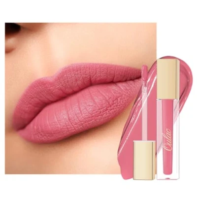 Imagen de OULAC Pintalabios Líquido Mate Larga Duración Color Intenso &amp; Cobertura Total Fórmula Cremosa Sin Transferencia Enriquecido con Aceite de Rosa Vegano 4,5ml,M33 Kissable