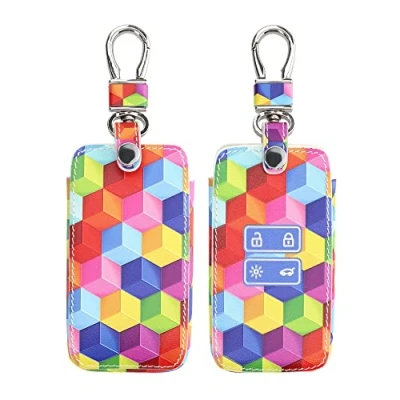 Imagen de kwmobile Funda Compatible con Renault Llave de Coche Smart Key 4 Botones (Solo Keyless Go) Cubierta Cuero sintético Case para Mando y Control Auto Cubos 3D