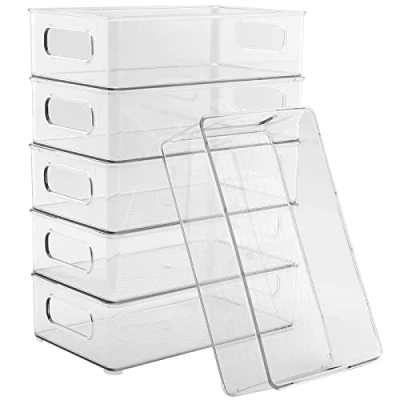Imagen de HAKZEON Juego de 6 Organizador Nevera Transparentes para Almacenamiento, Apilables Cajas Organizadoras, Frigorifico, Cajones Almacenamiento Cocina, Armarios