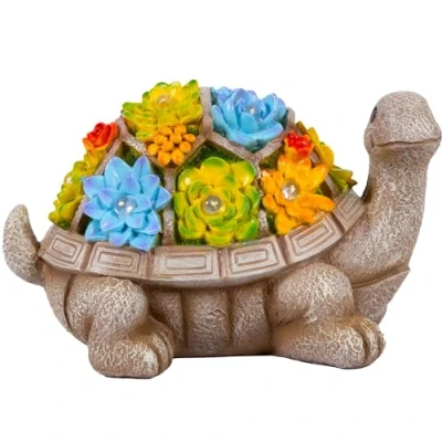 Imagen de figuras de jardín solar Gadgy Tortuga Lámparas solares exteriores Decoración luminosas con suculentas exterior balcón en forma animal