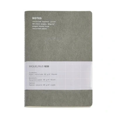 Imagen de Miquelrius Cuaderno flexible A5 (140 x 200 mm), Rayado interior horizontal, 48 Hojas blancas de 80 g/m², Cubierta piel reciclada, Color negro