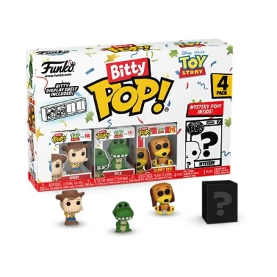 Imagen de Funko Bitty Pop! Toy Story Woody 4PK Woody, Rex, Slinky Dog Y una Minifigura Misteriosa Sorpresa 0.9 Inch (2.2 Cm) Juguetes Coleccionable Repisa Apilable Incluida Idea de Regalo