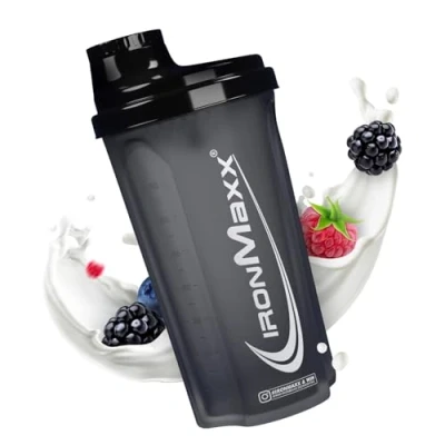 Imagen de IronMaxx Protein Shaker Negro Noche 700ml Mezclador de proteínas con tapa rosca, tamiz &amp; escala medición a prueba fugas, apto para lavavajillas y sin plastificantes BPA ni DEHP