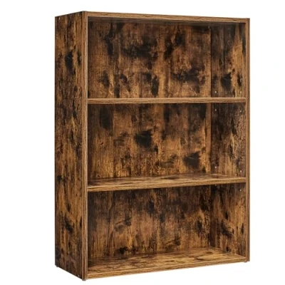 Imagen de VASAGLE Librería de 3 Niveles, Estantería Libros, Organizador con Compartimentos, Estantes Abiertos y Ajustables, para Sala Estar, Oficina, Dormitorio, Marrón Rústico LBC163X01