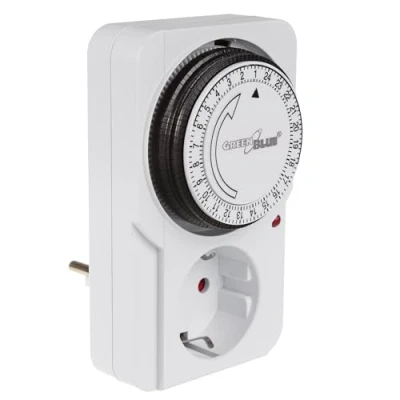 Imagen de GreenBlue GB360 F Enchufe Temporizador Mecánico, Programable 24h, Interruptor, 48 Programas, 2 Modos, Carga máx. 3680 W, 16A, IP20
