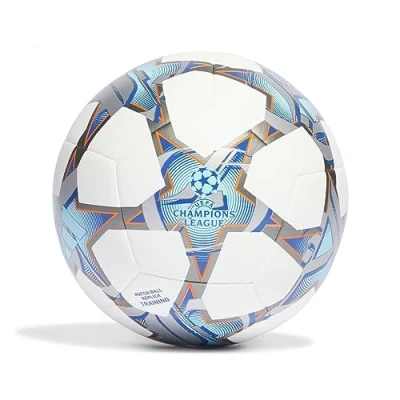 Imagen de ADIDAS IA0952 UCL TRN Recreational Soccer Ball Unisex Adult Top:White/Silver Met./Bright Cyan/Shock Purple Bottom:Iron Met./Solar Orange Tamaño 5