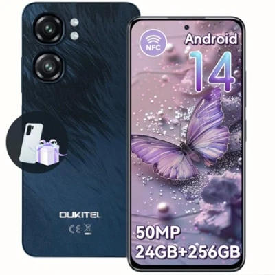 Imagen de OUKITEL C58 Pro Android 14 Telefono Movil Libres 6.7 Pantalla HD+ 90Hz Smartphone, 24GB+256GB/1TB, Batería 5150mAh, Cámara 50MP Teléfonos Inteligentes, 4G Dual SIM/OTG/GPS/Fingerprint/Face ID