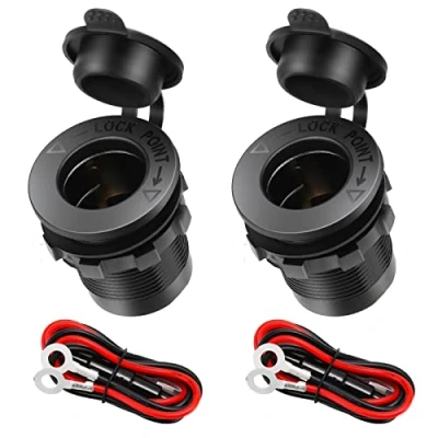 Imagen de Thlevel 2PCS Presa Accendisigari Auto DC 12V 24V Adattatore Universale Impermeabile con Fusibile e Cavo di Collegamento per Navi Moto