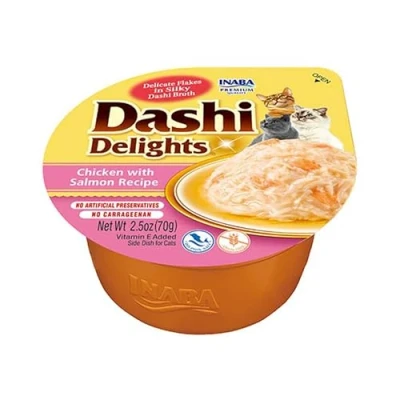 Imagen de INABA Dashi Delights Trozos en un Caldo de Escamas Salmón y Bonito Topping Alto Contenido proteínas Ingredientes Naturales Delicioso Saludable 1 x 70g