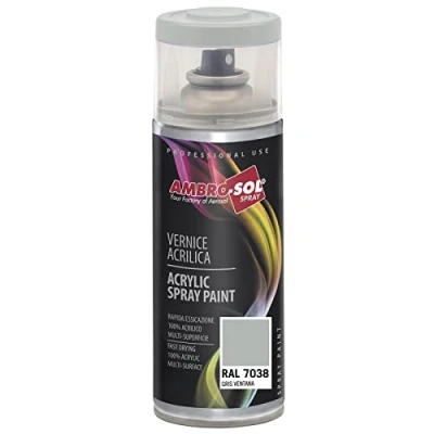 Imagen de AMBRO SOL Pintura acrílica en spray, color Gris Agata, RAL 7038, resultado profesional múltiples superficies, exteriores e interiores, 400 ml