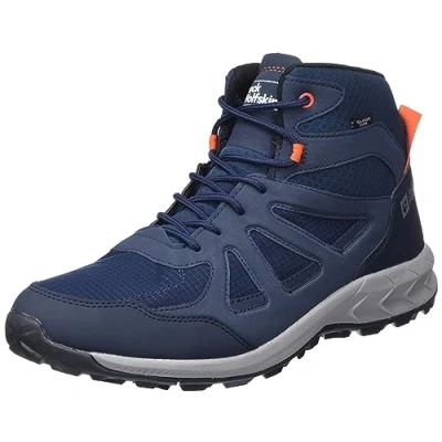 Imagen de Jack Wolfskin WOODLAND 2 TEXAPORE MID M, Sneaker Hombre, Azul/Rojo (Dark Blue/Red), 40.5 EU