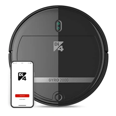 Imagen de Di4 Gyro 2000 Robot Aspirador 4en1, Aspira, Barre, Friega y Pasa la Mopa, APP Control Alexa Google Home, 5 Programas de Limpieza, 2000PA, Auto Recargable, Programable, 120min Autonomía