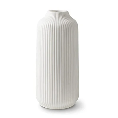 Imagen de flature Jarrón de Cerámica en Estilo Nórdico, Deco Grande para Hierba la Pampa como Boho, Blanco Mate 21 cm, Decoración Escandinava el Hogar Flores Frescas y Secas (M)