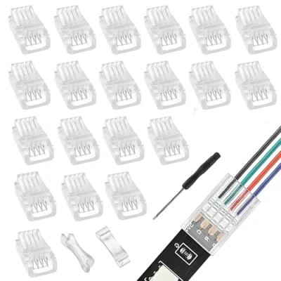 Imagen de EPLZON 4Pin 8mm Conector de Tira LED rápido luz Cinta conectores sin Soldadura para monocromática SMD 5050/5630 10mm Ancho(20piezas)
