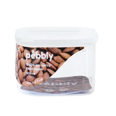Imagen de Pebbly Caja de almacenaje cuadrada alta vidrio/vidrio 500 ml