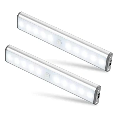Imagen de MOSTON 10 LED USB, De Aluminio Recargable magnético Movimiento Sensor Luces nocturnas,Auto en/apagado Portátil Sin cable,palo en cualquier sitio para armario