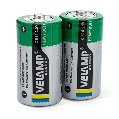 Imagen de Velamp R14/2BP juego de 2 pilas R14 media linterna Heavy Duty para linternas, radiolinas, mandos a distancia, verde, unidades
