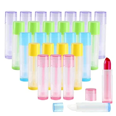 Imagen de Tubo Bálsamo Labio KINDPMA 50 Piezas 5.5 ml Labial Tubos Portátil con Tapas Envase de Contenedores para Crayon Lipstick Casero 3/16 Oz 5 Colores