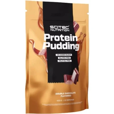 Imagen de Pudín proteico Scitec Nutrition Delicioso postre rico en proteínas Sin gluten aceite de palma Merienda perfecta o capricho para después comer, 400 g, Chocolate Doble