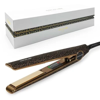 Imagen de Corioliss C1 Plancha del pelo Profesional Placas de titanio Alisado y Ondas Temperatura ajustable 120º 235º Calentamiento 20 seg Con funda Viaje Leopard Gold